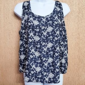 Navy Off White Lightweight Tank Coral Zipper Back